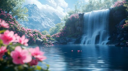A magic garden with water fall