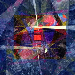 Abstract geometric watercolor retro background