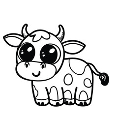 animal coloring page, funny cow cartoon, coloring page