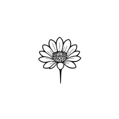 Elegant Line Art Flower: Black and White Botanical Illustration. Simple Floral Design, Minimalist Botanical Sketch, Perfect for Nature Lovers and Graphic Designers.