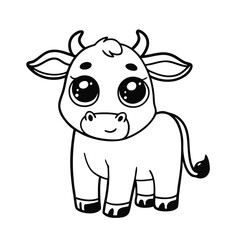animal coloring page, funny cow cartoon, coloring page
