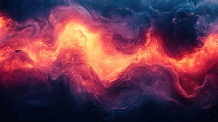 Fototapeta premium Fiery cosmic waves with vibrant colors and spacelike swirls