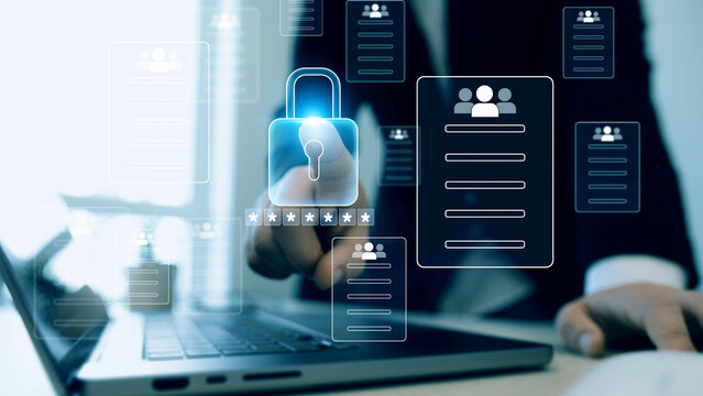 Documents confidentiality,cyber security protection concept.Confidentiality documents and employee compliance rules.Documents law regulation and compliance rules.Software for security personal data