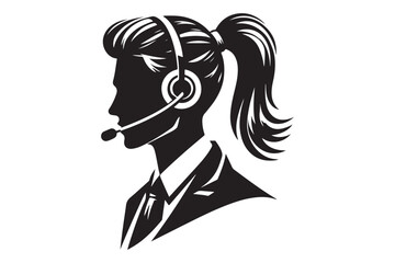 call center agent in profile view silhouette logo