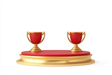 3d cartoon winner podium isolated on white background
