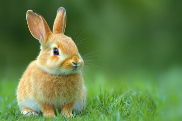 Fototapeta premium Pretty brown rabbit viewed from the side, isolated on a white background