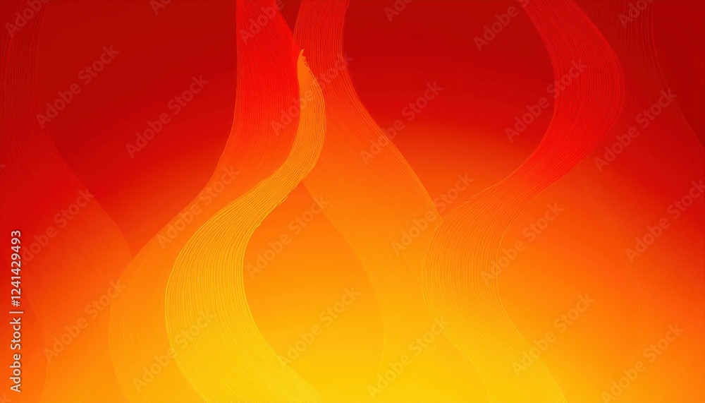 Aufkleber abstract fiery gradient waves in red and yellow colors, smooth and dynamic flowing shapes with a warm glowing effect