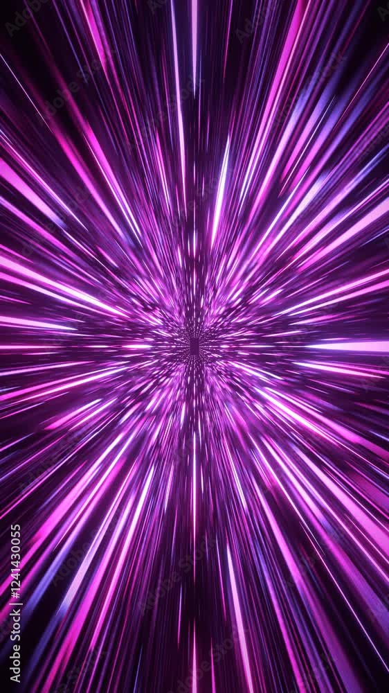 Poster hyperspace tunnel with flow of particles - time traveling concept - 3d 4k animation