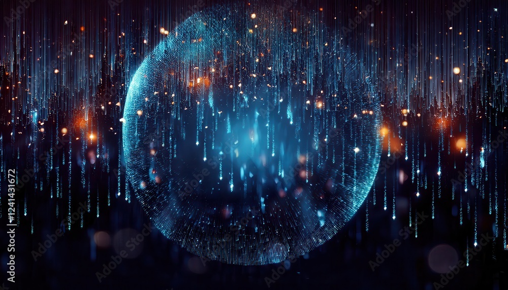 Leinwandbilder abstract digital data stream with glowing particles, futuristic technology concept, vibrant glowing 