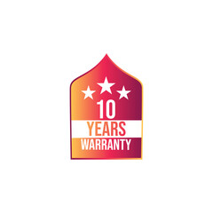 Red and Orange Gradient with 3 stars 10 Years Warranty icon badge
