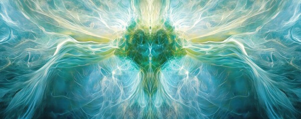 Teal energy swirls, abstract art, digital background