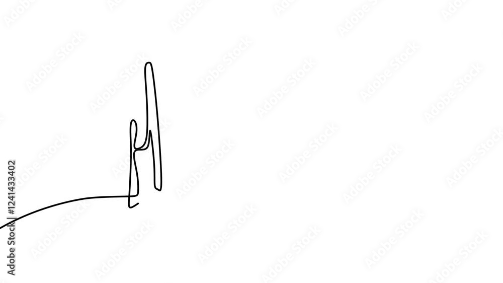 Poster continuous line drawing animation of man look computer screen. a professional office worker concentr