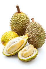 Fresh durian fruit isolated on white background