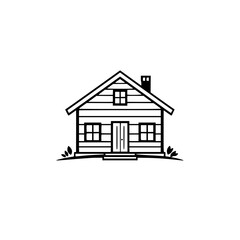 Simple House Illustration: Minimalist Black and White Home Design