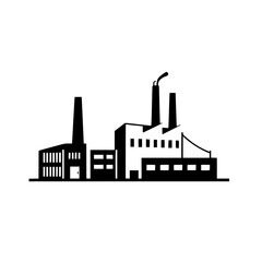 Fototapeta premium Industrial Factory Complex: A Black and White Vector Illustration of a Modern Industrial Site, Showcasing the Strength and Power of Manufacturing