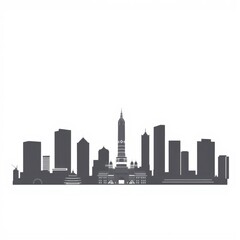 A city skyline obscured by fog and mist silhouetted skyline cityscape architecture illustration building city vector