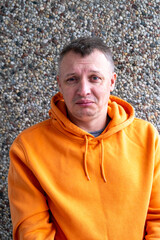 distorted face of sad and grieved very upset person, dissatisfied with his hard fate