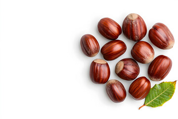 Obraz premium Heap of chestnuts isolated on white backdrop