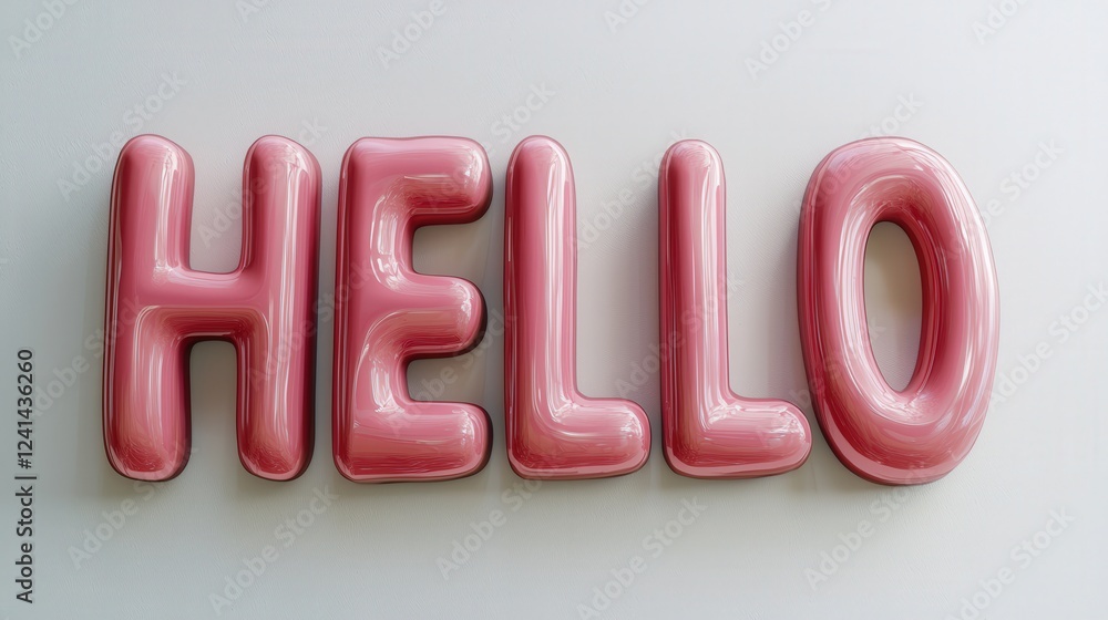 Poster 3d pink text saying hello on white background with high resolution for creative and artistic use