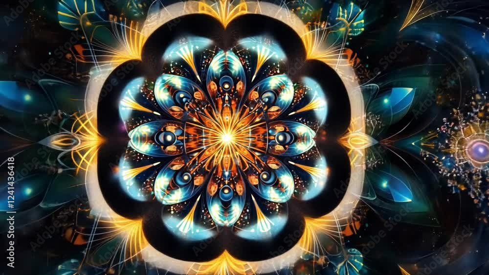 Poster captivating cosmic animation showcasing vibrant patterns and colors in stunning 4k resolution