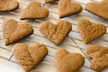 heart cookies on a cooling rack