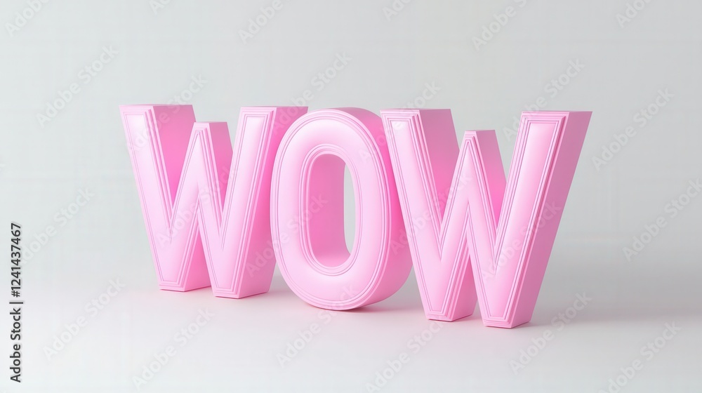 Aufkleber stunning 3d render of pink wow text on a crisp white background for high-resolution visuals