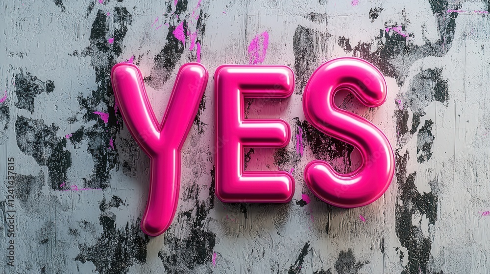 Poster bright pink 3d text 