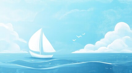 Naklejka premium Feel the ocean breeze with serene and cute coastal illustrations.