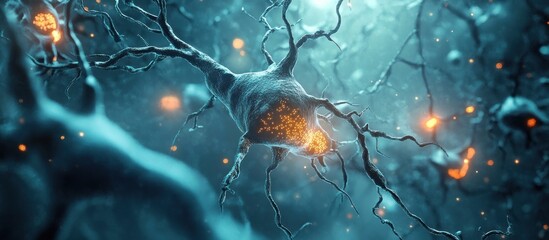 Neuron network firing; brain cell; microscopic; medical; research
