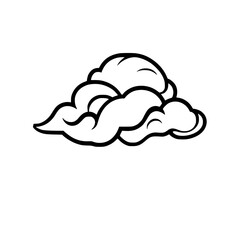 Simple Black Cloud Line Art: Minimalist Sky Vector Graphic Design
