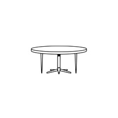 Round Table Design: Modern Minimalist Home Decor. Simple, Elegant Furniture Sketch for Interior Design