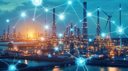 Night industrial complex, smart factory network, energy, data, digital transformation, future