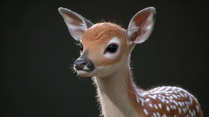 Fototapeta premium Close-up of a Fawn with Detailed Fur Patterns