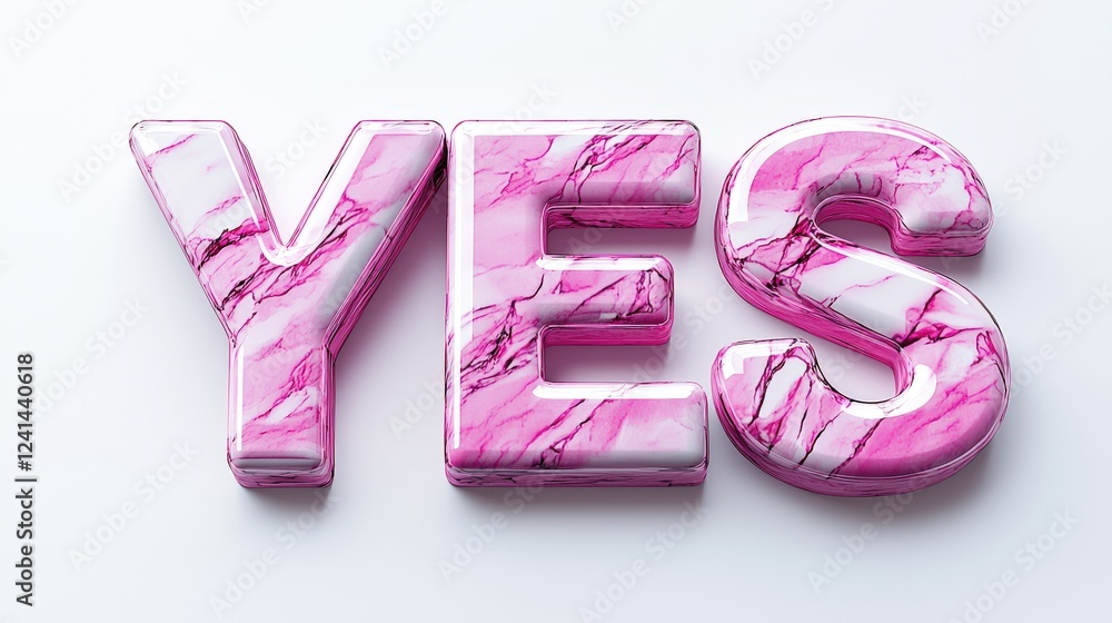 Poster 3d pink marble text 