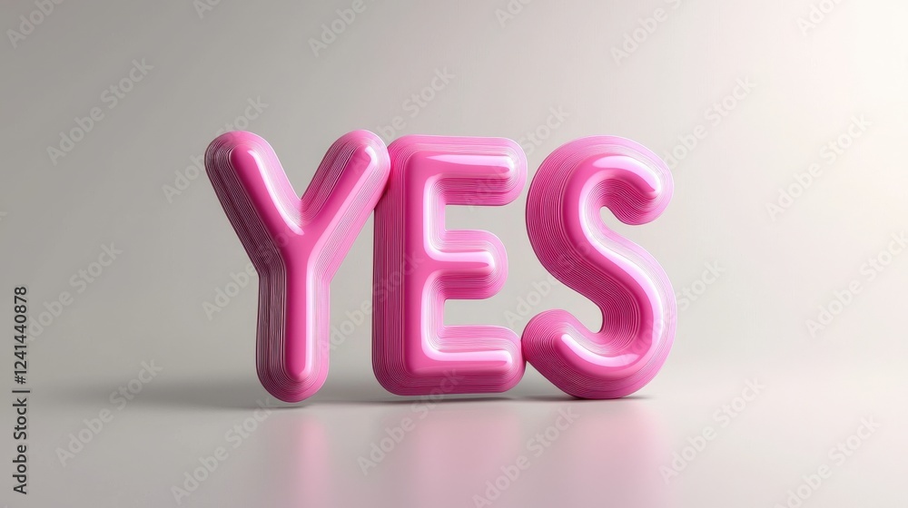Aufkleber soft pink 3d text 