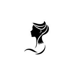 Elegant Woman Silhouette: A Profile in Black and White.  Minimalist vector art, perfect for fashion, beauty, or design projects.  Stylish and graceful, this graphic is simple yet striking.