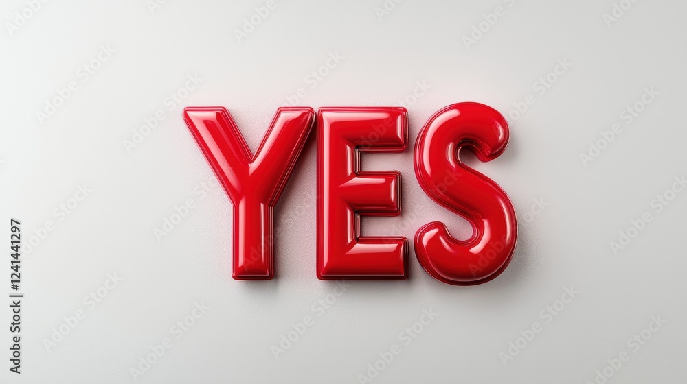 Aufkleber glossy red 3d text 'yes' on white background - high resolution image for various uses