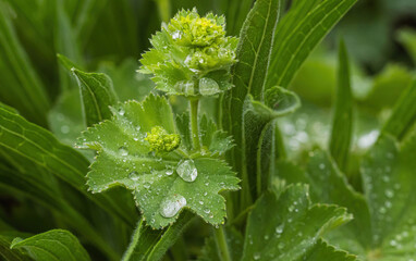 Lady's Mantle With Rain Drops