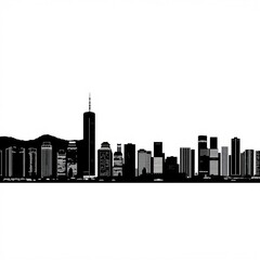 Fototapeta premium Stunning city skyline at sunset showcasing tall buildings silhouetted against a gradient sky in beautiful pastel colors silhouetted skyline cityscape architecture illustration building city vector