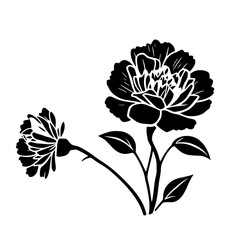 Black and White Floral Silhouette: Elegant Flower Design, Botanical Illustration, Nature Art, Simple Graphic, Vector, Vintage Decor