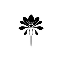 Elegant Black and White Flower Illustration: Minimalist Botanical Design, Perfect for Decor or Symbol