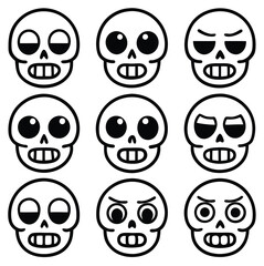 Obraz premium A set of cartoon skull background