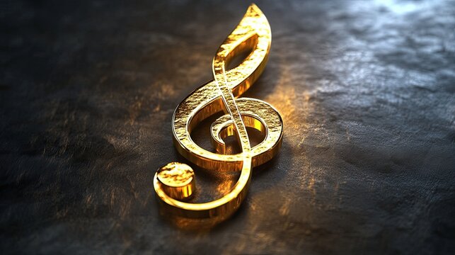 Golden music notes on a softly blurred brown background, a golden note floating over a dark, abstract backdrop