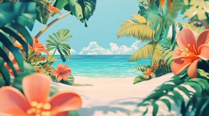 Paradise vibes add a dreamy touch to summerthemed illustrations.