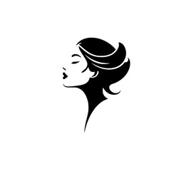 Elegant Woman Profile: A Black and White Vector Portrait.  Minimalist design, perfect for fashion, beauty, and graphic projects.