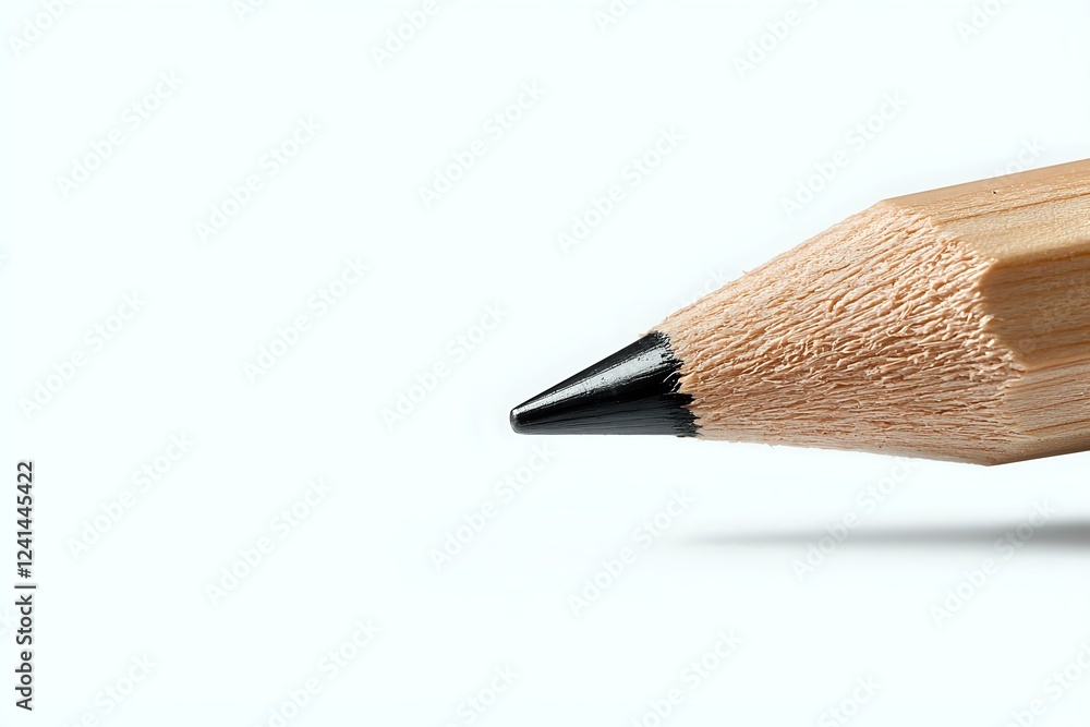 Aufkleber sharp wooden pencil tip isolated on white background, macro close-up view showing detailed texture a