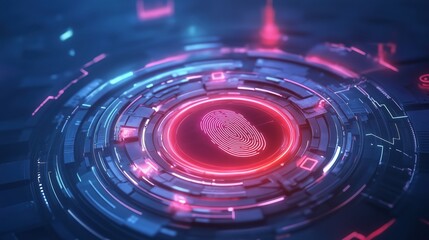 Fototapeta premium Digital Fingerprint Technology Analysis Cybersecurity Labs Graphic Illustration Futuristic Environment Close-up View Data Security Concept