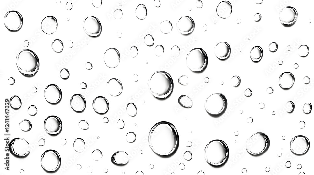 Aufkleber Delicate transparent water droplets gracefully suspended against a clean minimalist background creating a serene and calming visual