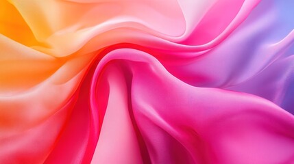 Obraz premium Rainbow silk fabric swirls, ombre gradient, textile background, design texture