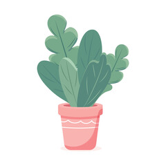 Obraz premium Garden flowers in flower pot on white background. Vector illustration in flat drawn cartoon style